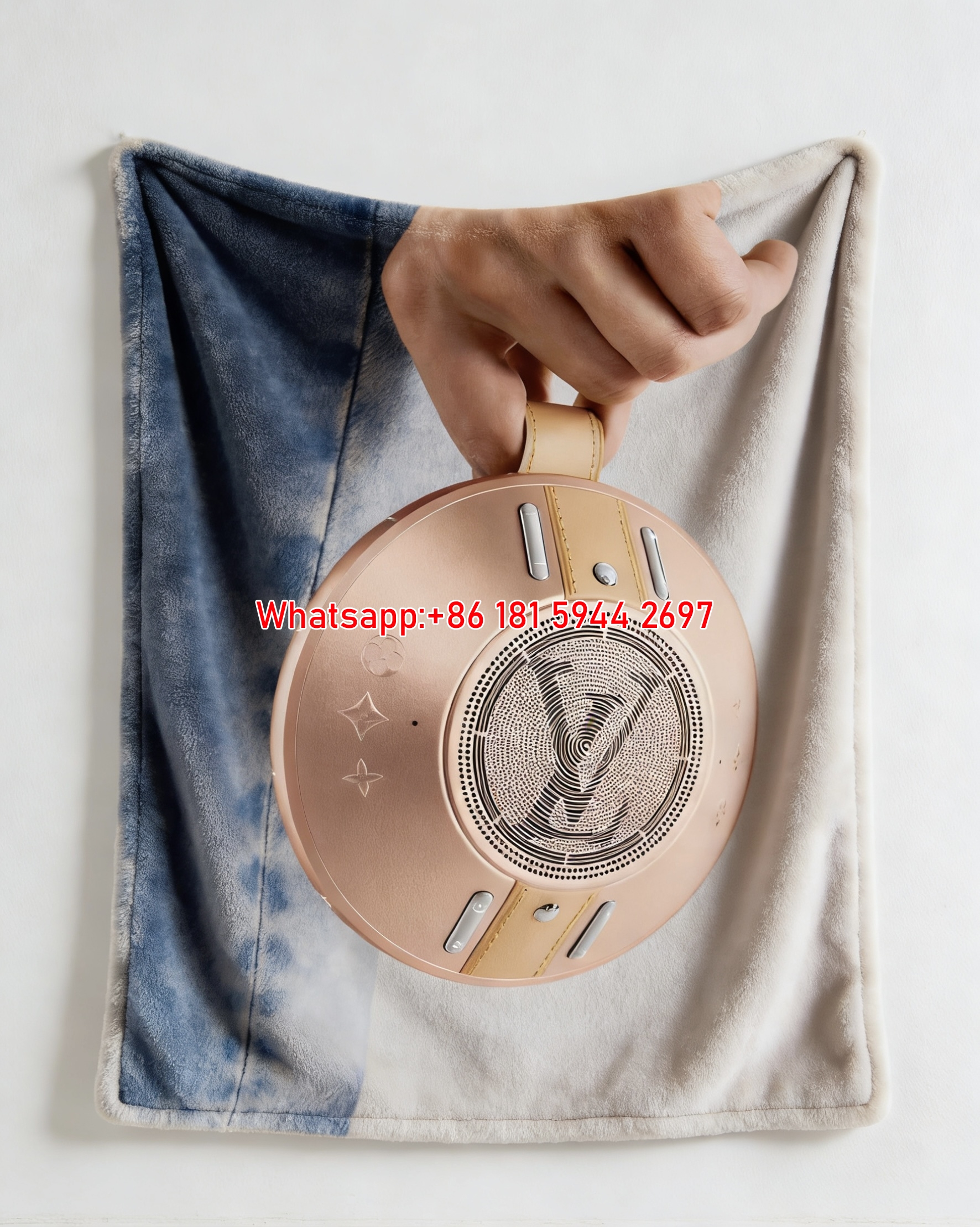 Luxury Rose Gold LV Portable Speaker Flannel Sofa Throw Blanket 487